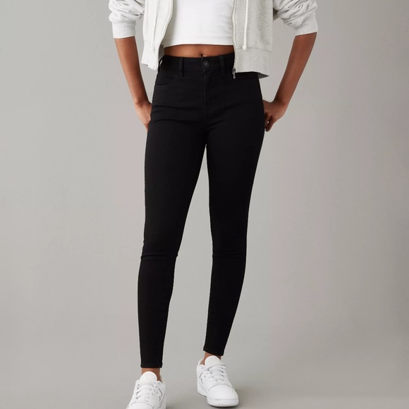 American Eagle Dream High Waisted Jegging, Black Denim | Size: 000 Regular Used - Picture 1 of 12